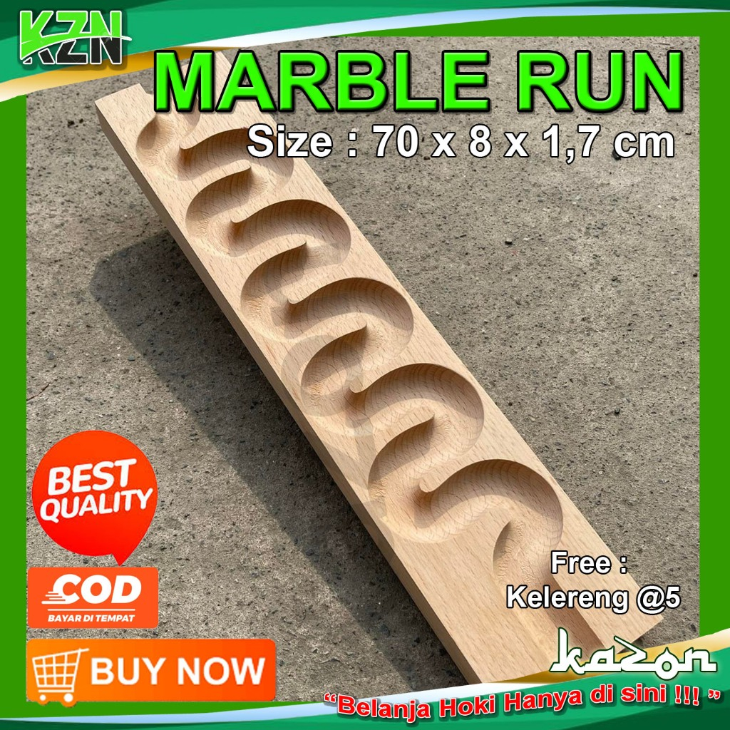 Lintasan Marble Run I Wooden Track Marble I Papan seluncur Kelereng,Lintasan Kelereng Kayu ukuran 70