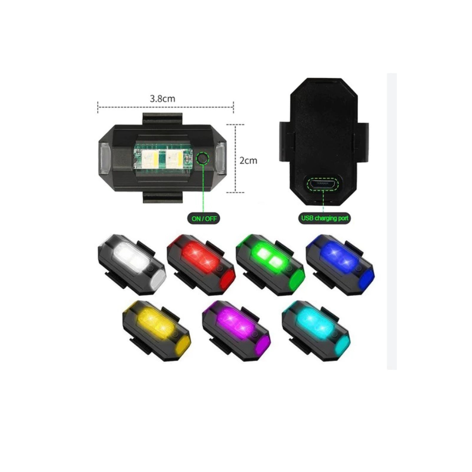 Lampu Pesawat LED RGB Portable Bisa Kedip Kedip Bisa Charger USB Motor mobil sepeda drone Universal