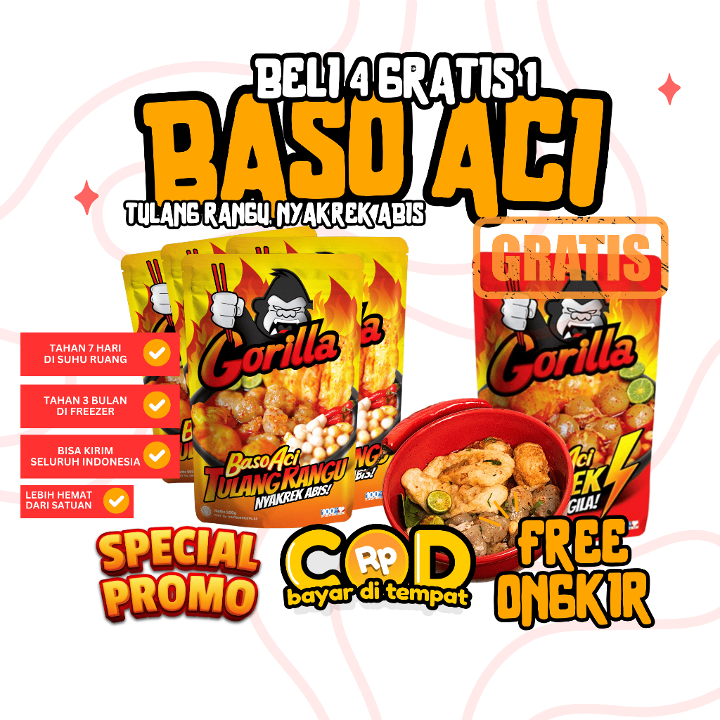 

[SPECIAL NATARU] BELI 4 PCS BASO ACI TULANG RANGU GRATIS 1 PCS BASO ACI GLEDEEK PEDAS