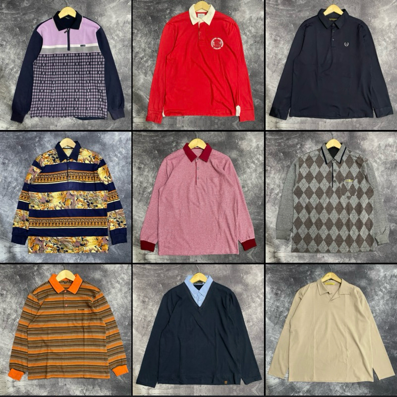 Baju Kerah Lengan Panjang Polo Rugby