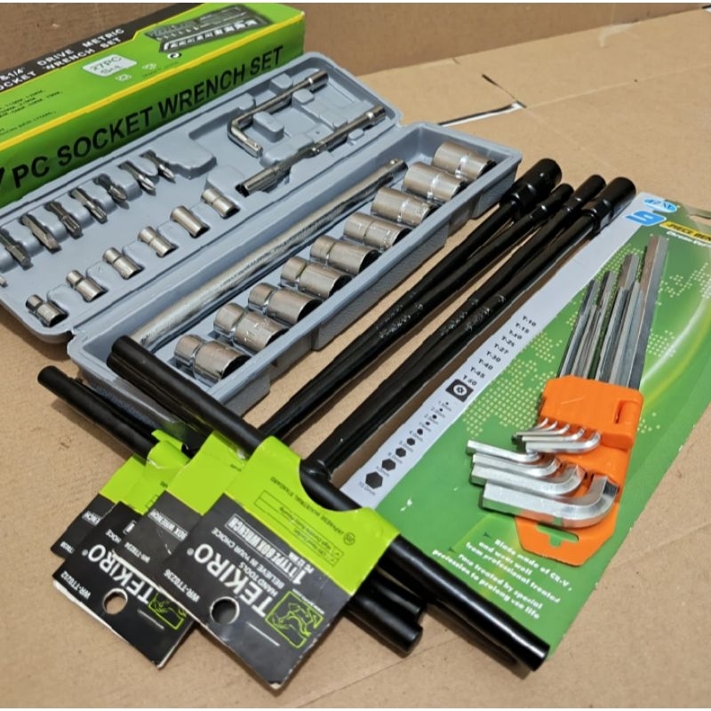 KENMASTER Kunci Sok 27 Pcs Kunci Sok Set 27pcs Soket Socket Wrench Kunci Sock Shock 27pcs Kunci Set 