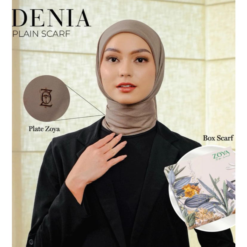 ZOYA DENIA SCARF SEGI EMPAT INCLUDE BOX SEGI EMPAT POLOS ZOYA