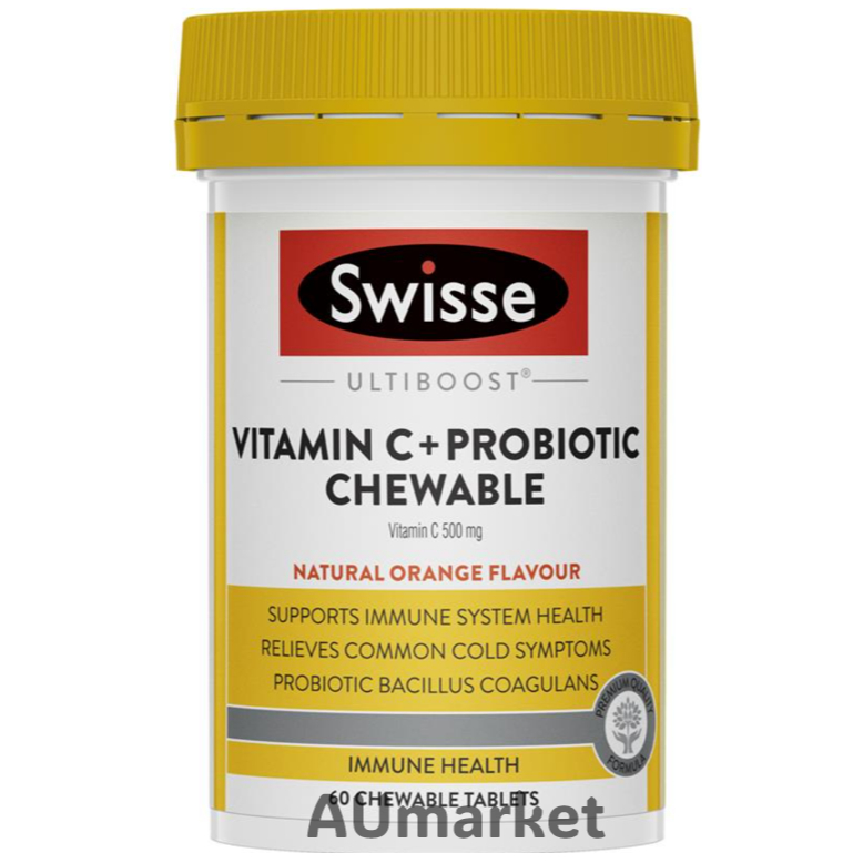 Swisse Vitamin C + Probiotic Chewable Immune 60 Tablets