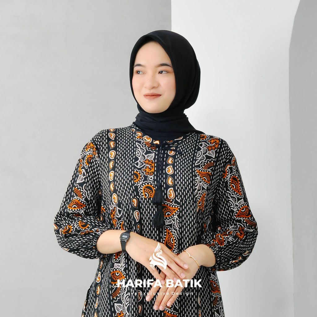 Dress QONITA kasual Batik Modern Rayon Premium Tebal Fashion Daily Muslimah Terbaru COD