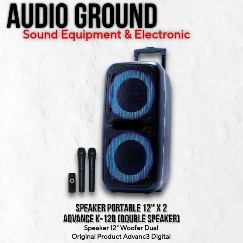 SPEAKER PORTABLE 12" X 2 DOUBLE ADVANCE K-12D-A ORIGINAL PRODUCT