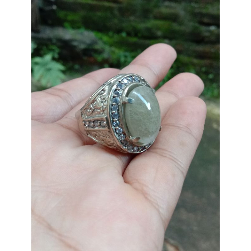Natural Batu Cincin Kecubung Rambut Serat Cendana