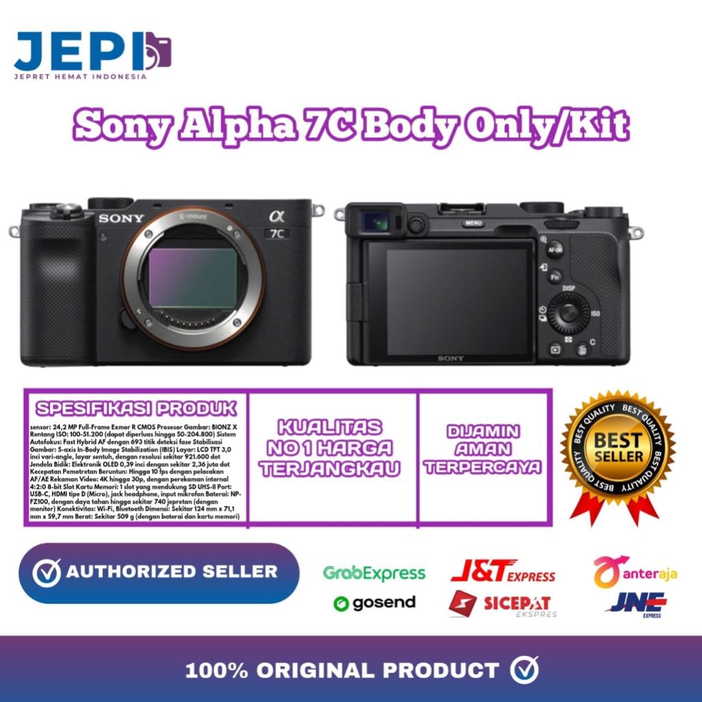 Sony Alpha 7C kamera mirrorels garansi resmi Sony indonesia