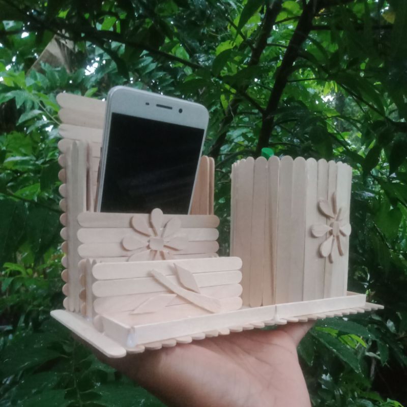 

tempat hp pensil bolpoin alat tulis kantor ATK dari stik es krim