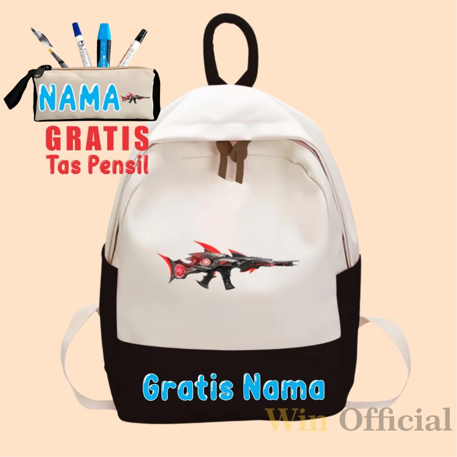 Tas Ransel Anak Laki Free Fire Tas Sekolah FF Tas Punggung Backpack Karakter Scar Shotgun Gaming