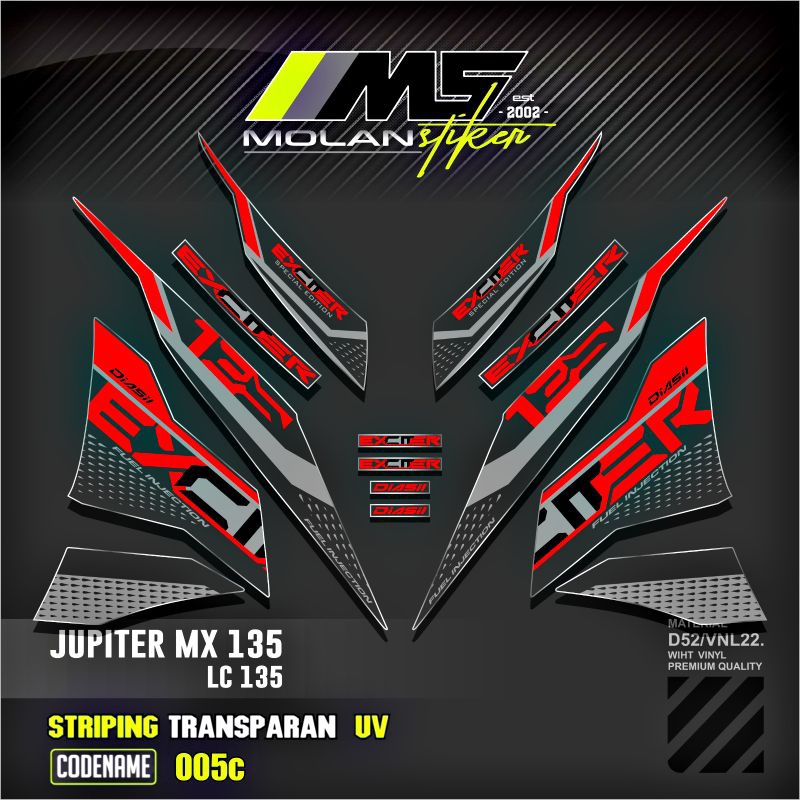 Decal Sticker Striping Variasi Transparan Uv Jupiter Mx 135 New 2011-2016 NJMX Yamaha Lc 135  Excite
