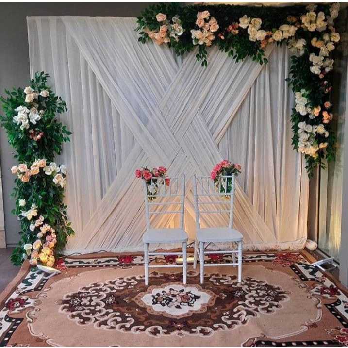 Backdrop hayget murah backdrop dekorasi pesta termurah kain hayget