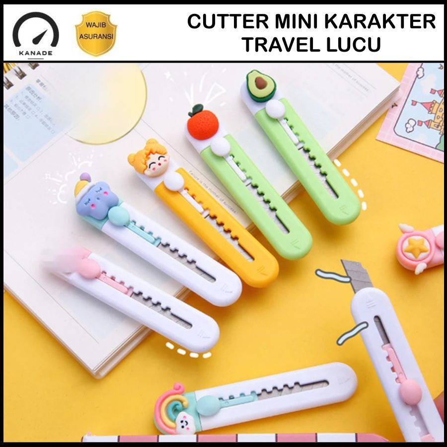 

Pisau Cutter Mini Lucu Pembuka Kotak Paket Pemotong Kertas Kantor Siswa Motif Karakter Travel Cutter Portable