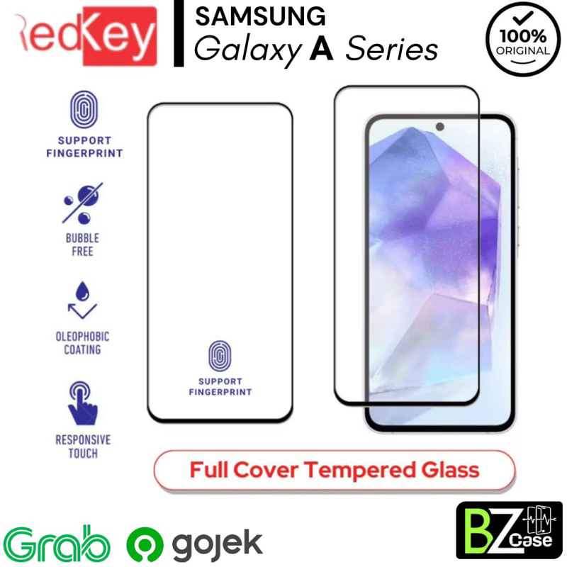 Redkey Tempered Glass Samsung Galaxy A16 A26 A36 A56 5G 4G Anti Gores Clear HD Full Cover dengan Fun