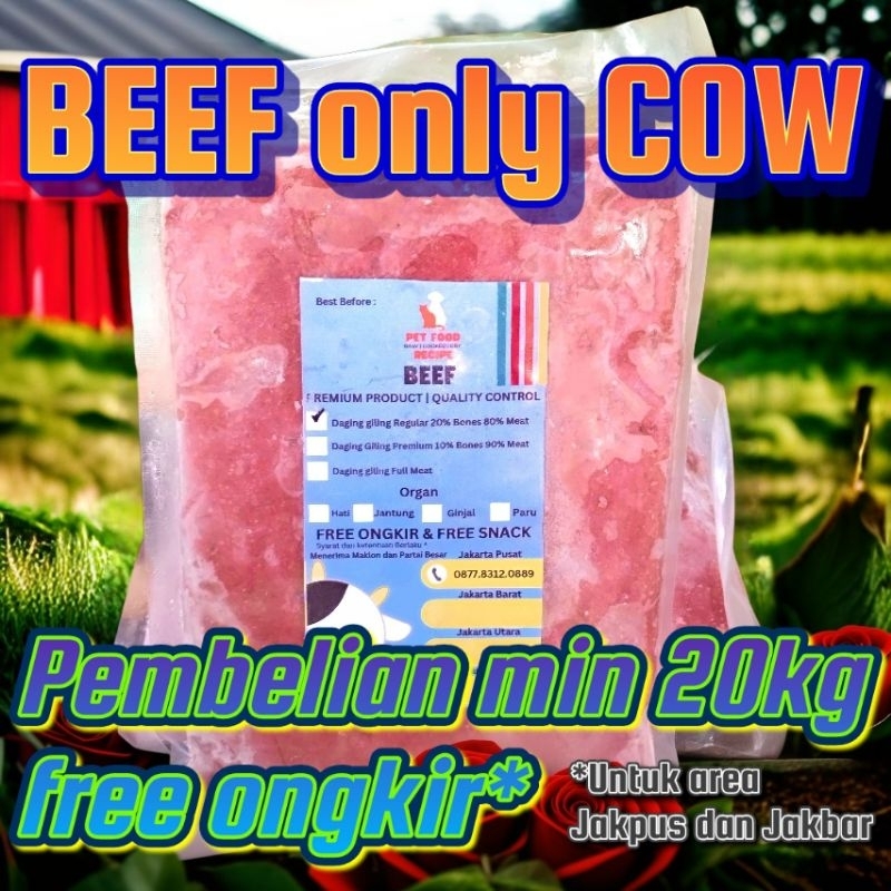 

Daging Sapi Giling Halus 500 g Gram Raw Food Beef Mentah untuk Kucing Anjing Cat Dog Reptil Reptile Biawak Rubah Musang