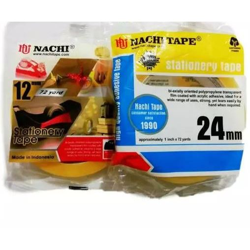 

LAKBAN BENING/Selotip / Isolasi Bening / Adhesive / Stationery Tape 12 mm (0.5'') Nachi Tape 24 mm (1") nachi tape