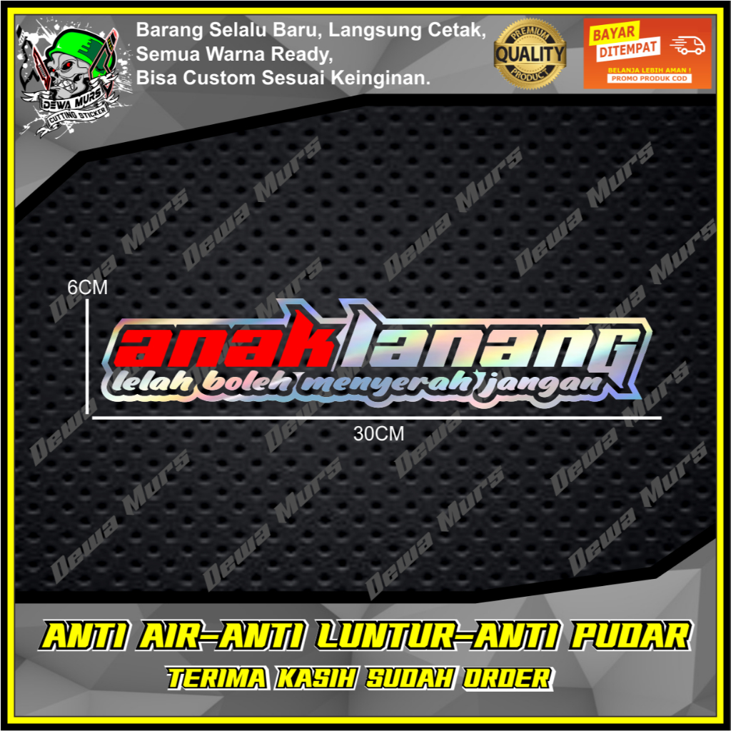 Cutting Sticker ANAK LANANG 2 WARNA Sticker Cocok Buat Motor Dan Mobil