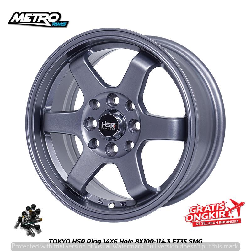 VELG TOKYO HSR R14X6 H8X100-114,3 ET35  velg JDM model palang ring 14 mobil brio, sirion