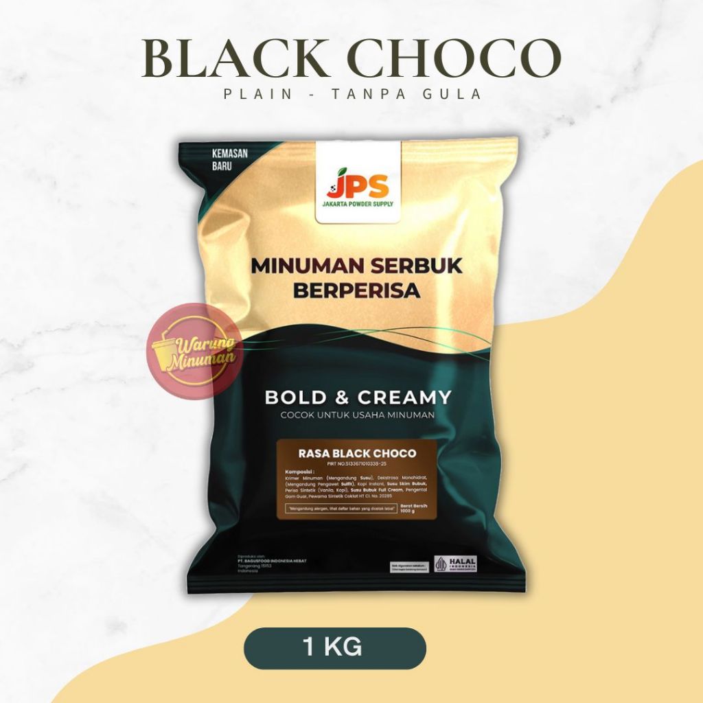 

JPS Plain Black Choco 1 kg Premium Bubuk Minuman Cokelat Tanpa Gula / Serbuk / Chocolate Powder
