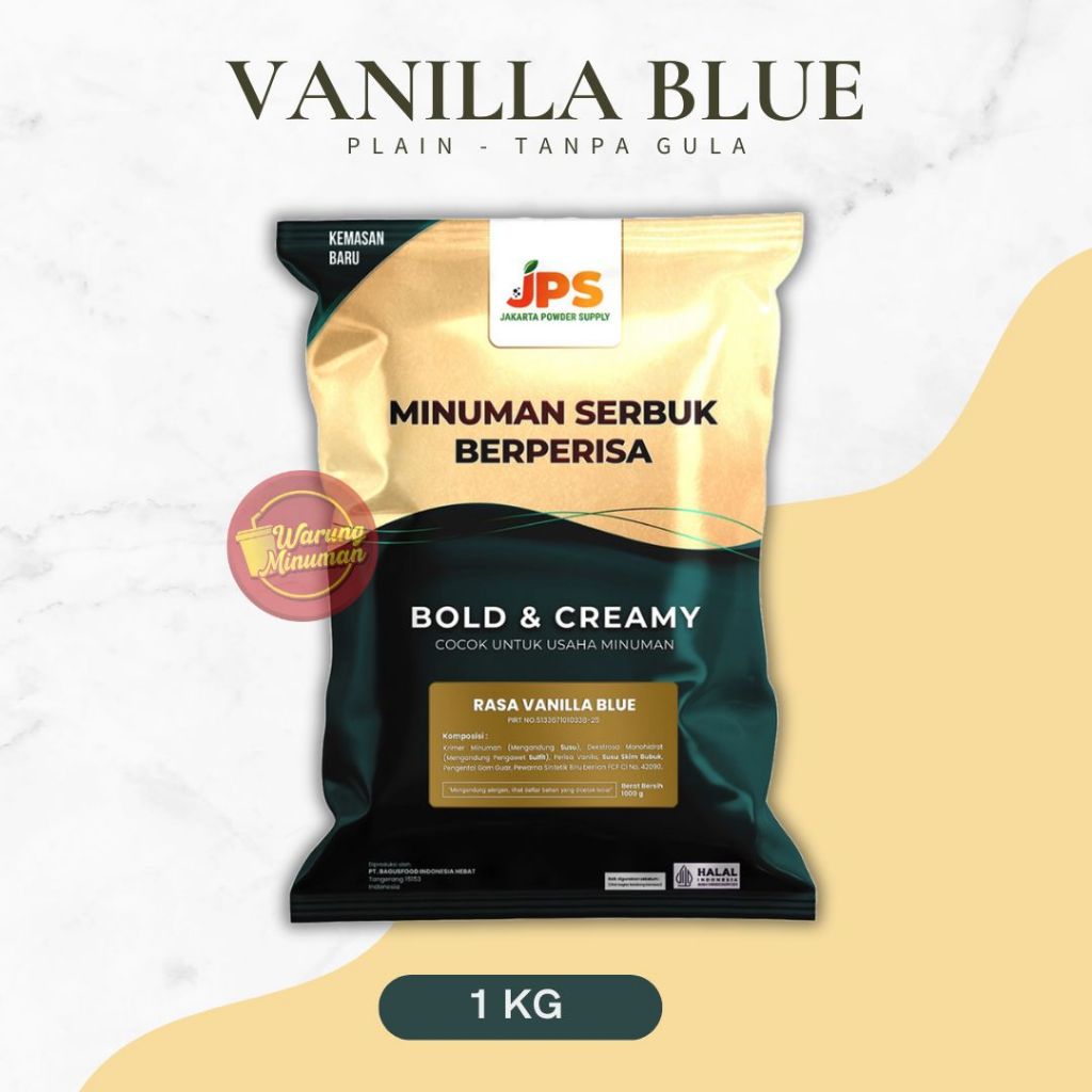 

JPS Plain Vanilla Blue 1 kg Premium Serbuk Minuman Tanpa Gula / Bubuk Berperisa / Usaha Minuman