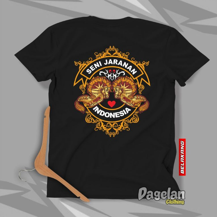 Lathi Kaos Baju Seni Tradisional Budaya Jawa Jaranan Ebeg Kuda Lumping Banyumasan Katun Cotton Hitam