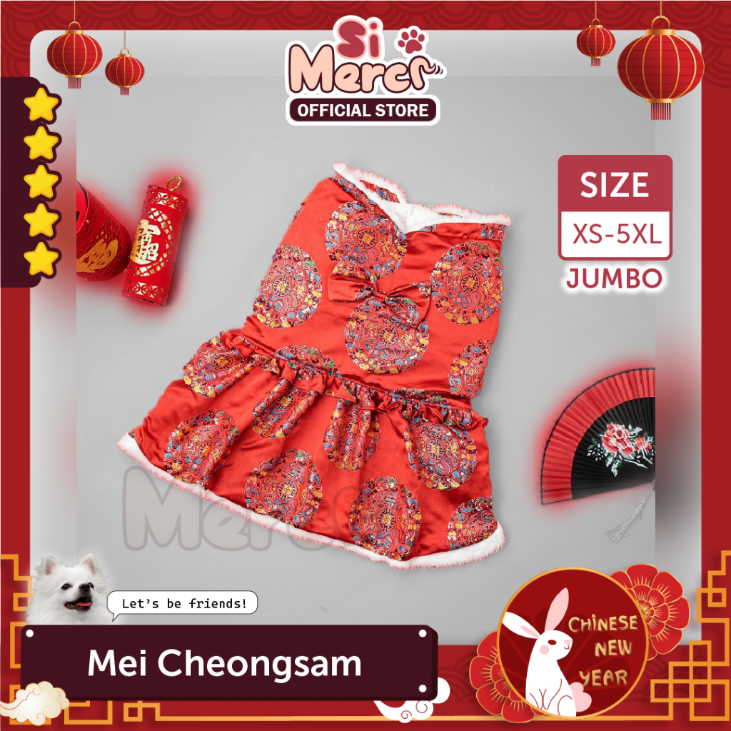 Si Merci Baju Cheongsam Premium Anjing Anabul Imlek Dress Chinese New Year Jumbo | Mei Cheongsam
