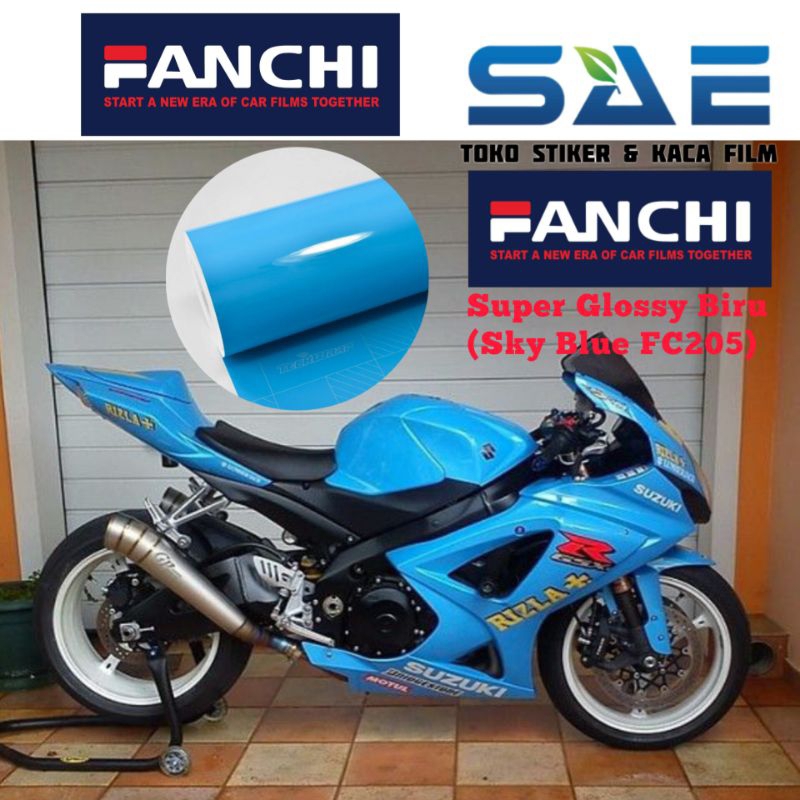 Sticker Skotlet Biru Sky Blue Super Glossy Premium Fanchi Original Stiker Motor Warna Biru Muda
