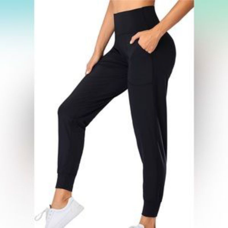 TERBARU GOTTEX BLACK HIGH WAIST JOGGER LOOSE LEGGING - 2 SIDE POCKET
