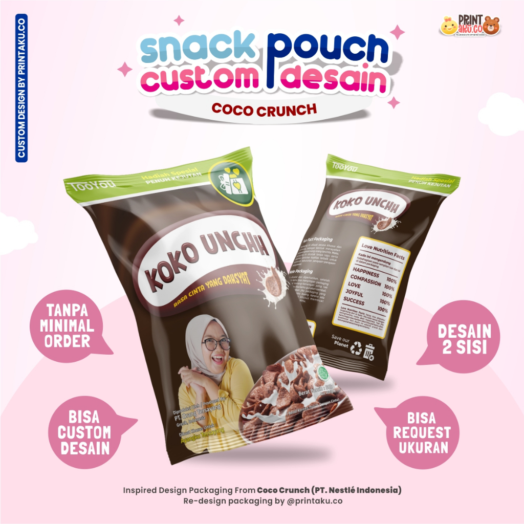

Bungkus Kado Custom | Snack Custom Foto Teks Bungkus Kado Pouch Jumbo | Series Coco Crunch