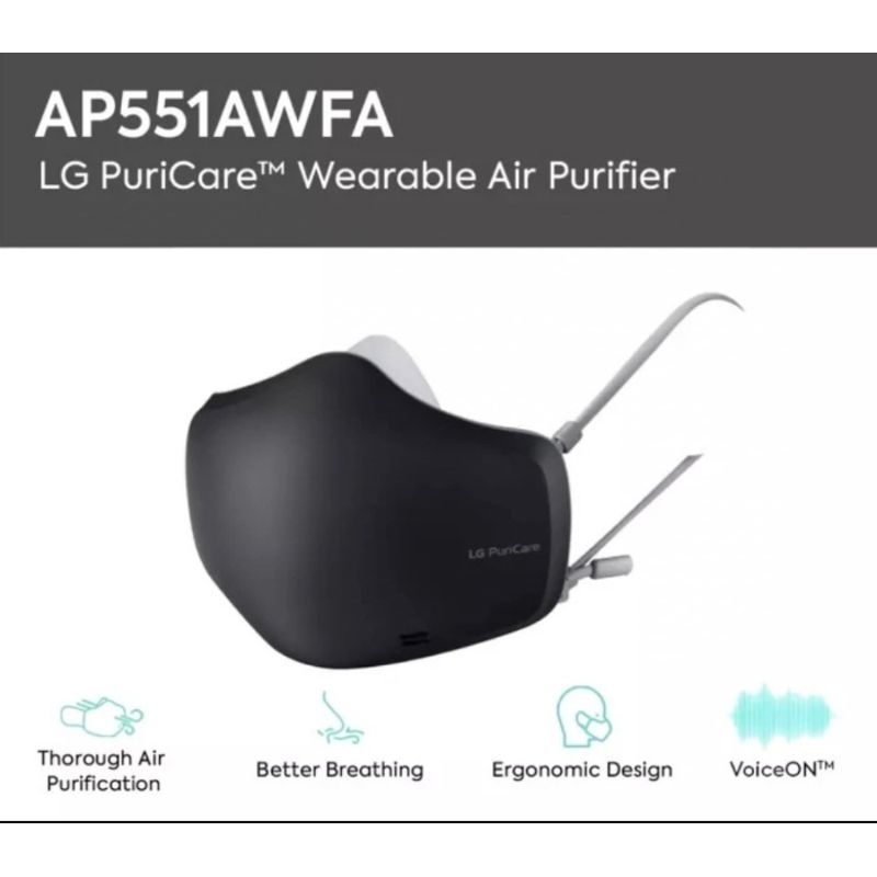 LG PURICARE MASK WEARABLE AIR PURIFIER 2ND GEN AP551ABFA-BLACK
