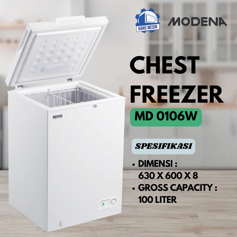 Modena MD-0106W Chest Freezer Box Pendingin Kapasitas 100 Liter White Garansi Resmi
