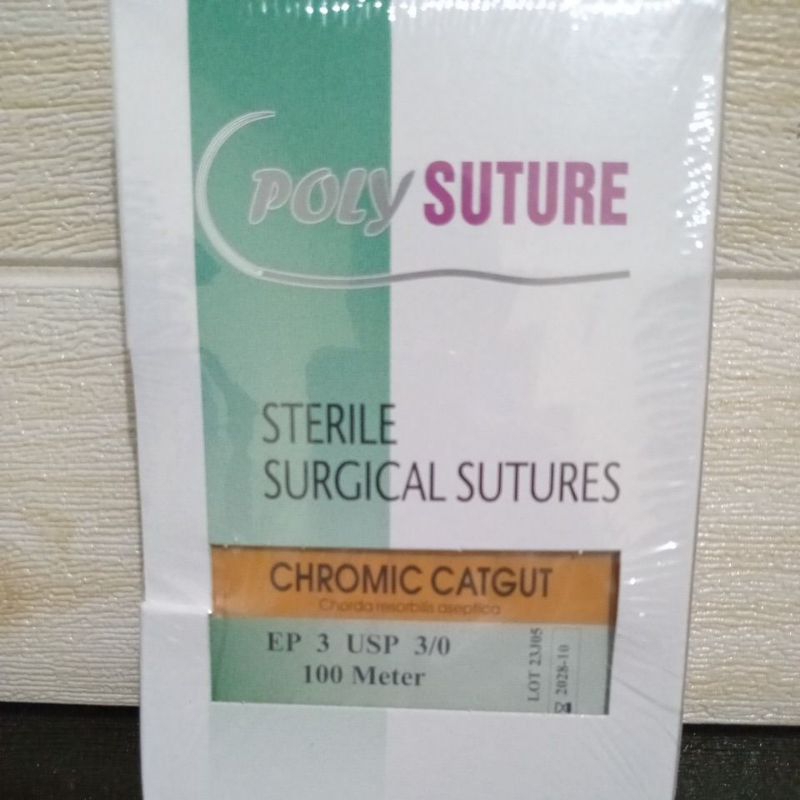 Polysuture steril cat gut chromic 3 - 0/Poly suture catgut chromic 3 - 0/Benang chromic 3 0 expire 2