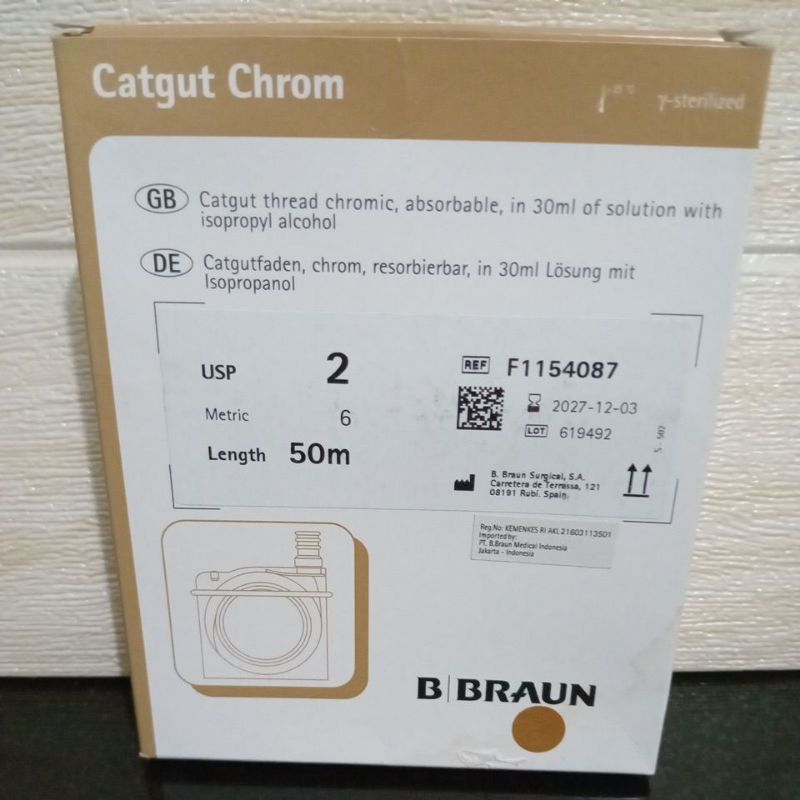 B Braun Cat gut Chromic 2 Metric 6/catgut chromic 2/Benang chromic exp 2027
