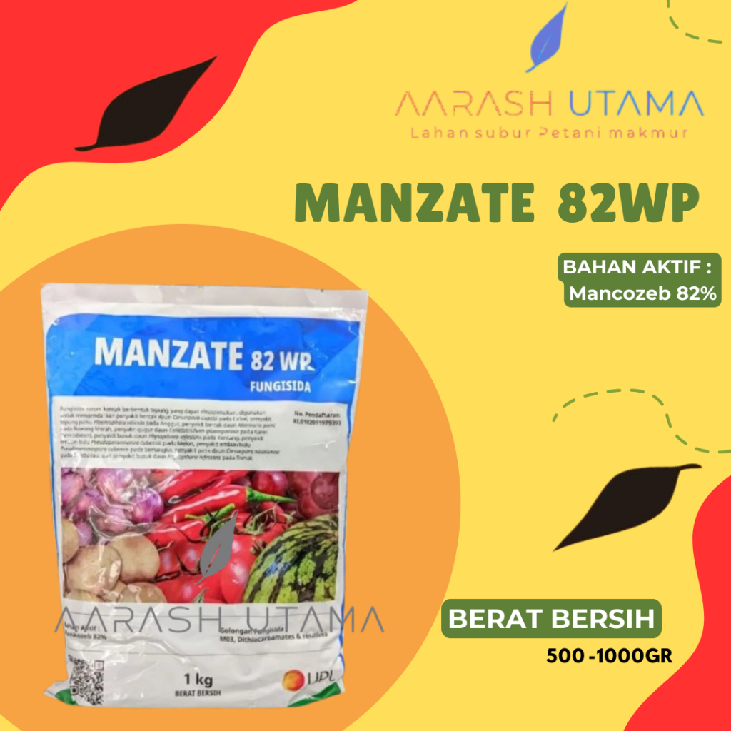 Manzate Fungisida 82 WP Bahan Aktif Mankozeb 82% Golongan Fungisida:M03, Dithiocarbamates & relative