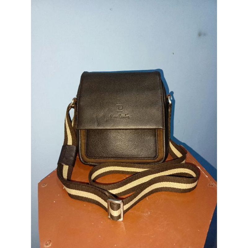 (PRELOVED) TAS SLEMPANG PRIA KULIT ASLI BRANDED "PIERRE CARDIN"