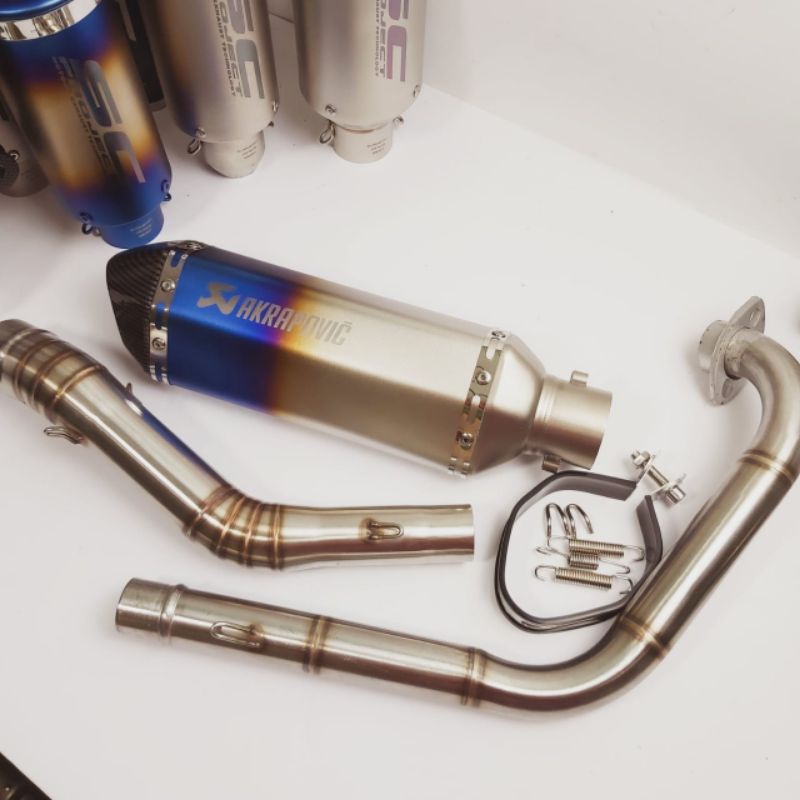 Knalpot import taiwan Akrapovic hexa blue Full system CBR 150 OLD Facelift CB150 R15 Vixion Sonic 15