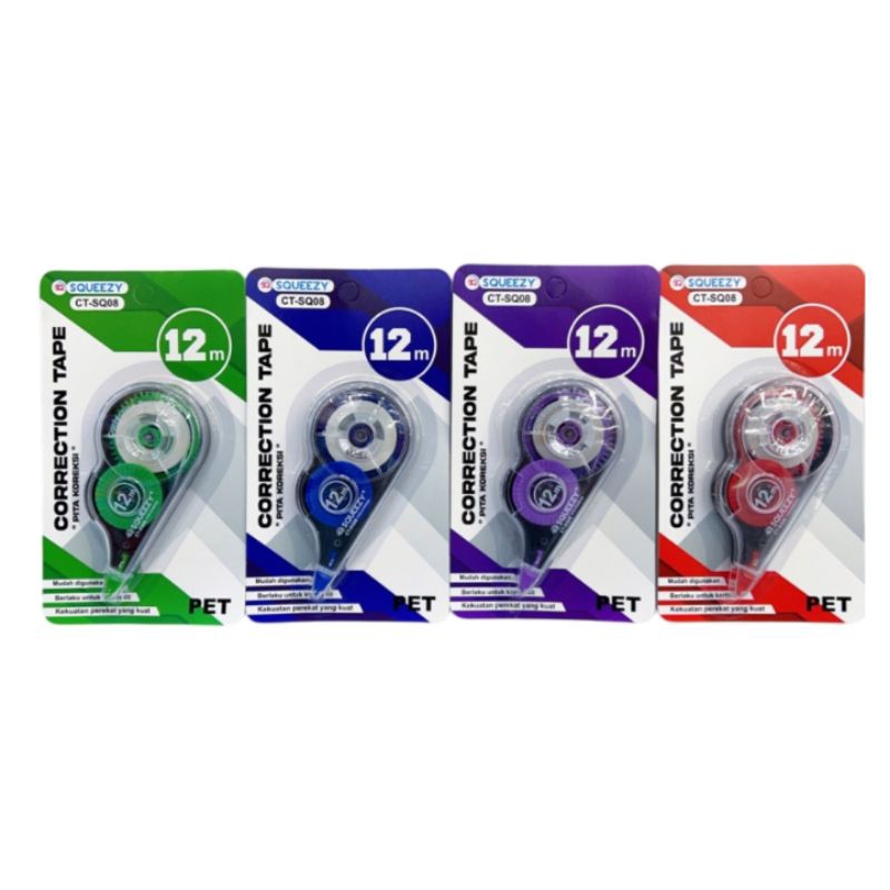 

Squeezy 08 - Correction Tape Pita / Tipe X Pita Kertas Roll Besar 12m Best Quality SQ08