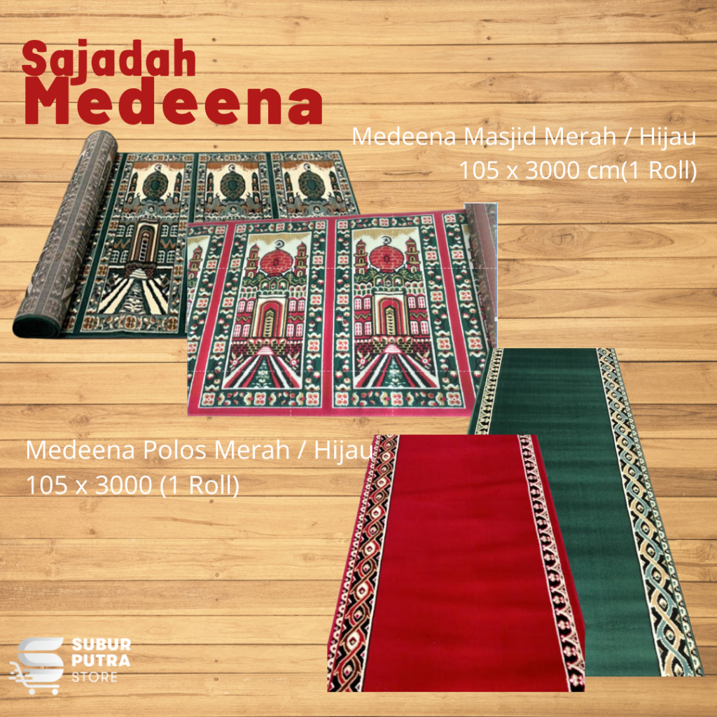 Karpet Sajadah Roll Medeena Motif Masjid Ukuran 105 X 3000 CM sajadah Masjid Roll