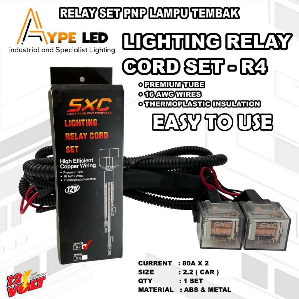 KABEL RELAY SET PNP LAMPU TEMBAK SOROT + KABEL 2 IN 1 RL4 RL2 SXC  PREMIUM HIGH POWER ANTI DELAY