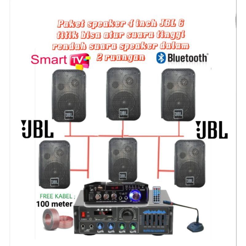 Paket speaker 4 inch JBL 6 titik bisa atur suara 2 ruangan