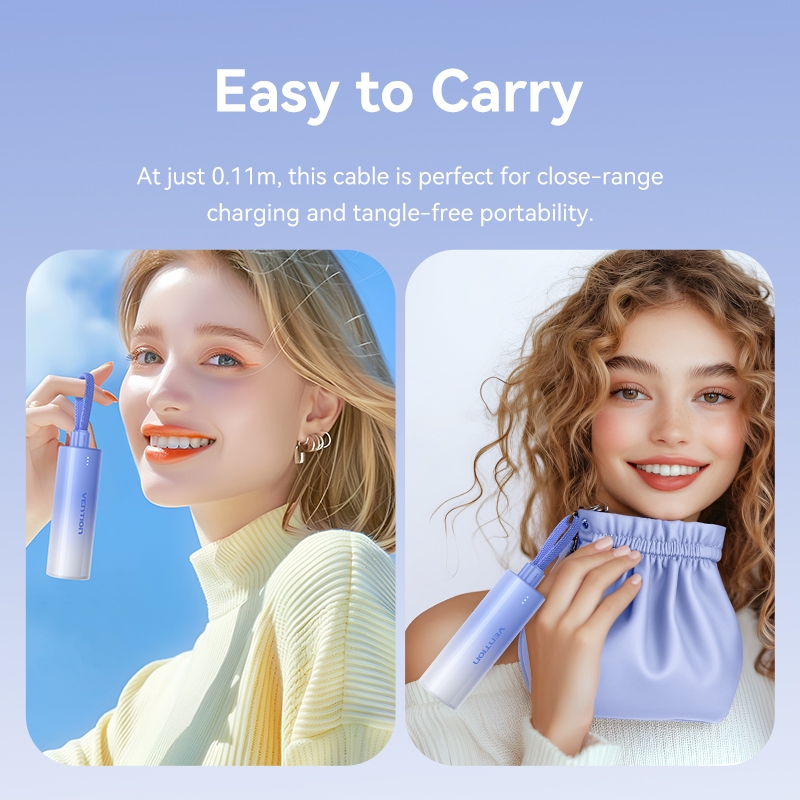 Vention Cable Power Bank Type C To Lightning Iphone Kabel Pendek Powerbank Fast Charging