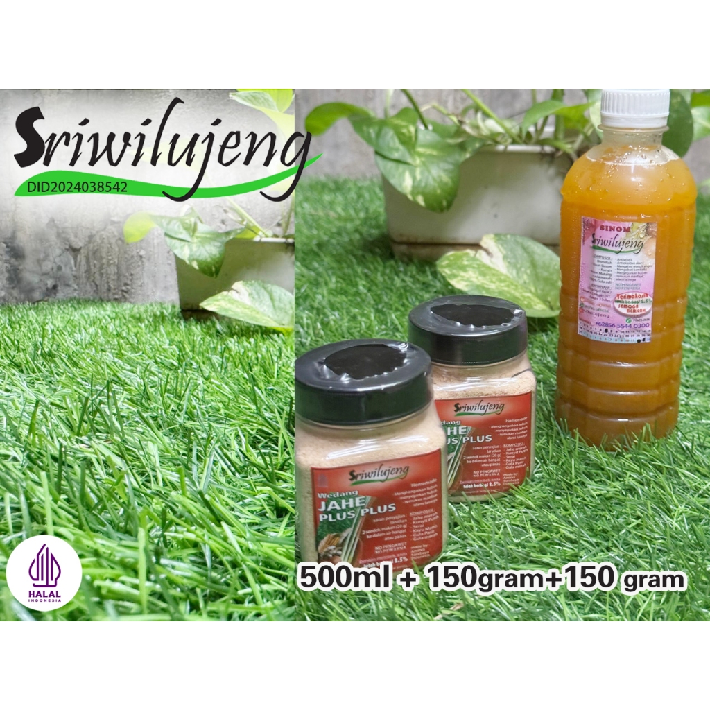 

wedang jahe merah sriwilujeng bubuk instan 2x 150gram kayu putih, kayumanis, serai sinom 1X500ml