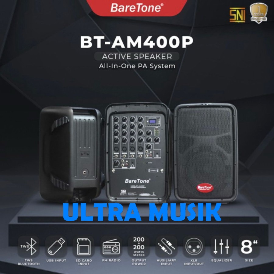 Speaker Portable Aktif Baretone BT AM400P / AM 400P Original