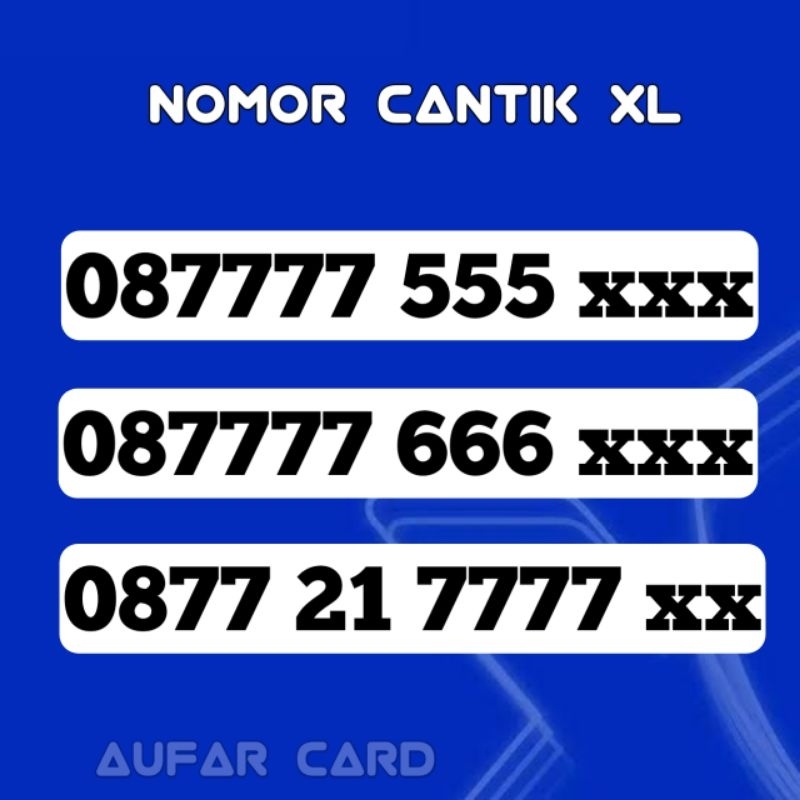 Nomor Cantik XL Prabayar 7777 666 777666 Kwartet Triple 7777555 7777 555 777555 777