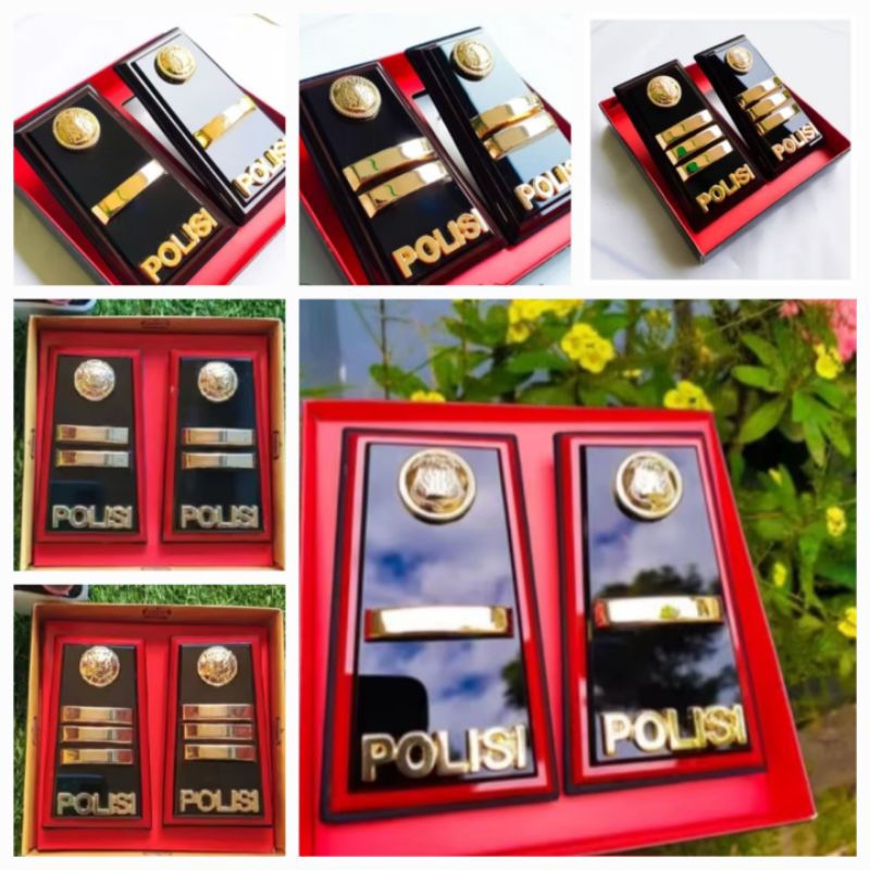 Pangkat PDH Ipda Iptu Akp Perwira Polri Model Akrilik Lis Merah dan Coklat