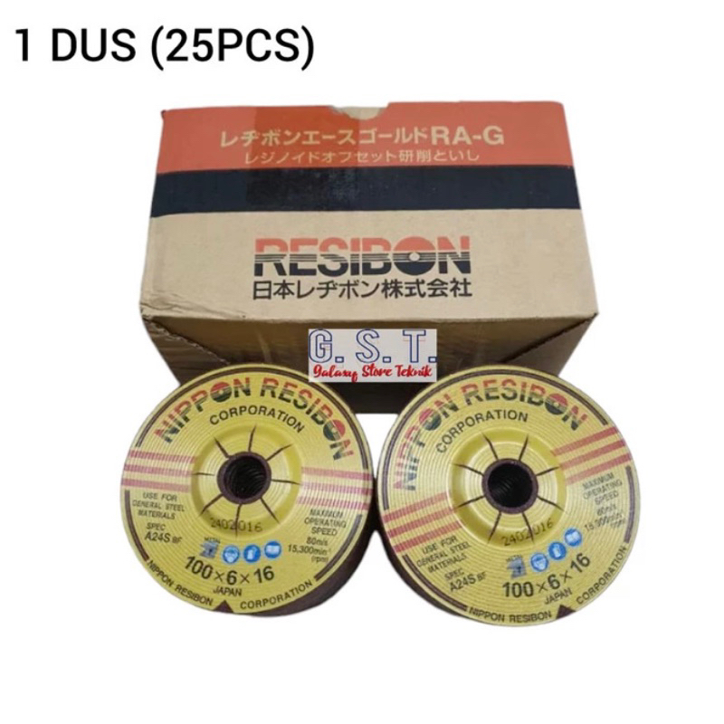 Batu Gerinda Poles 4" 100×6×16 NIPPON RESIBON Batu Grinda Tangan 4inch nippon resibon 1dus (25pcs)