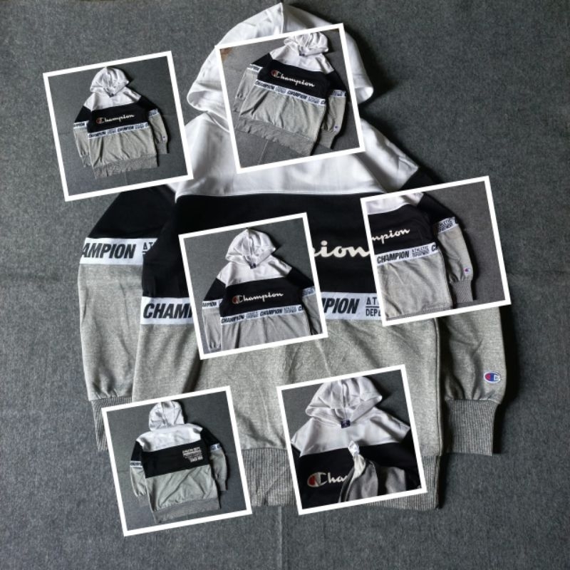 Bundling Topi Stussy & Champion Hoodie Hitam Putih