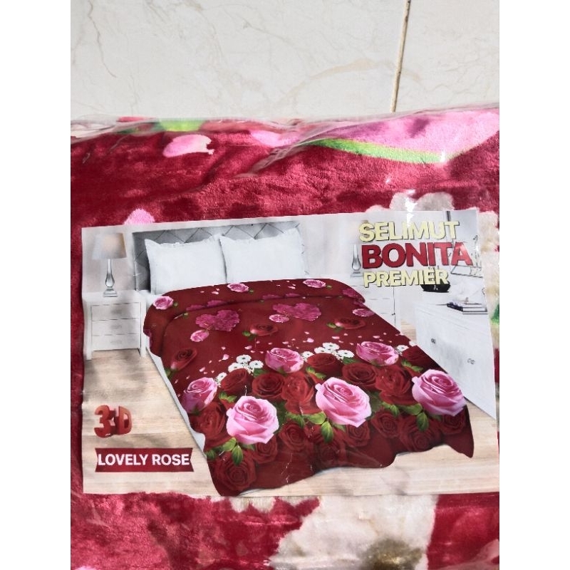 selimut bonita Premier lovely rose ukuran 160x200 Selimut bonita motif mawar selimut tebal selimut b