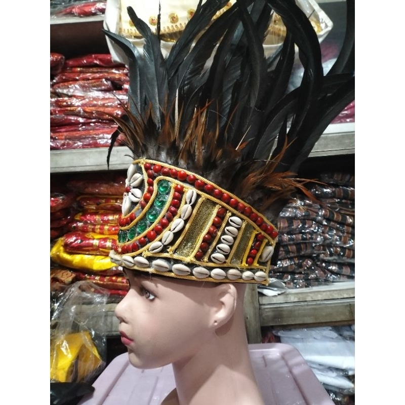 Aksesoris kepala dayak/hiasan kepala dayak/bulu hiasan kepala/aksesoris kepala/bulu dayak