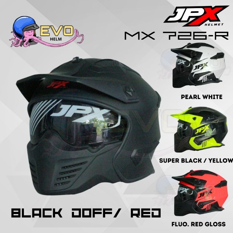 JPX MX 726R HELM JPX FULL FACE MOTOCROSS DUAL MODE INNER VISOR - SOLID ORIGINAL, JPX HELMET OFFICIAL