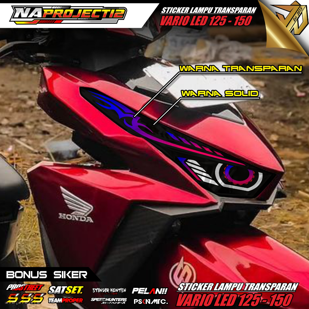 STIKER LAMPU VARIO LED ALIS MOTOR VARIO 125 / 150 LED TRANSPARAN UV